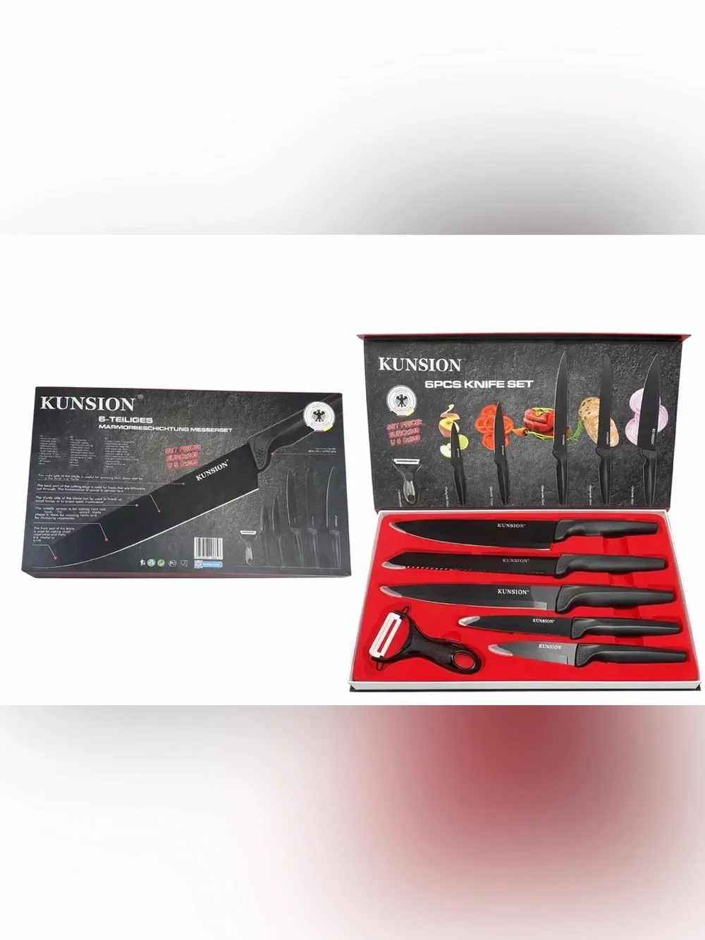 Kunsion 6-Piece Non-Stick Marble Coated Kitchen Knife Set (KS-029)